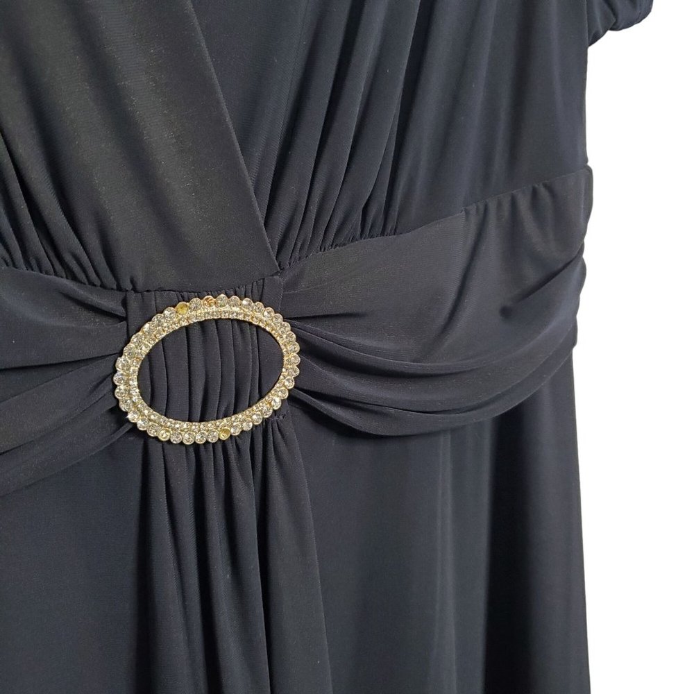 R&M Richards Size 20W Dress Pullover Stretch Fluid Jersey Midi Crystal Navy - Picture 11 of 11